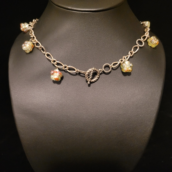 Estate Glass Flowers Beaded Necklace - Picture 4 of 4
